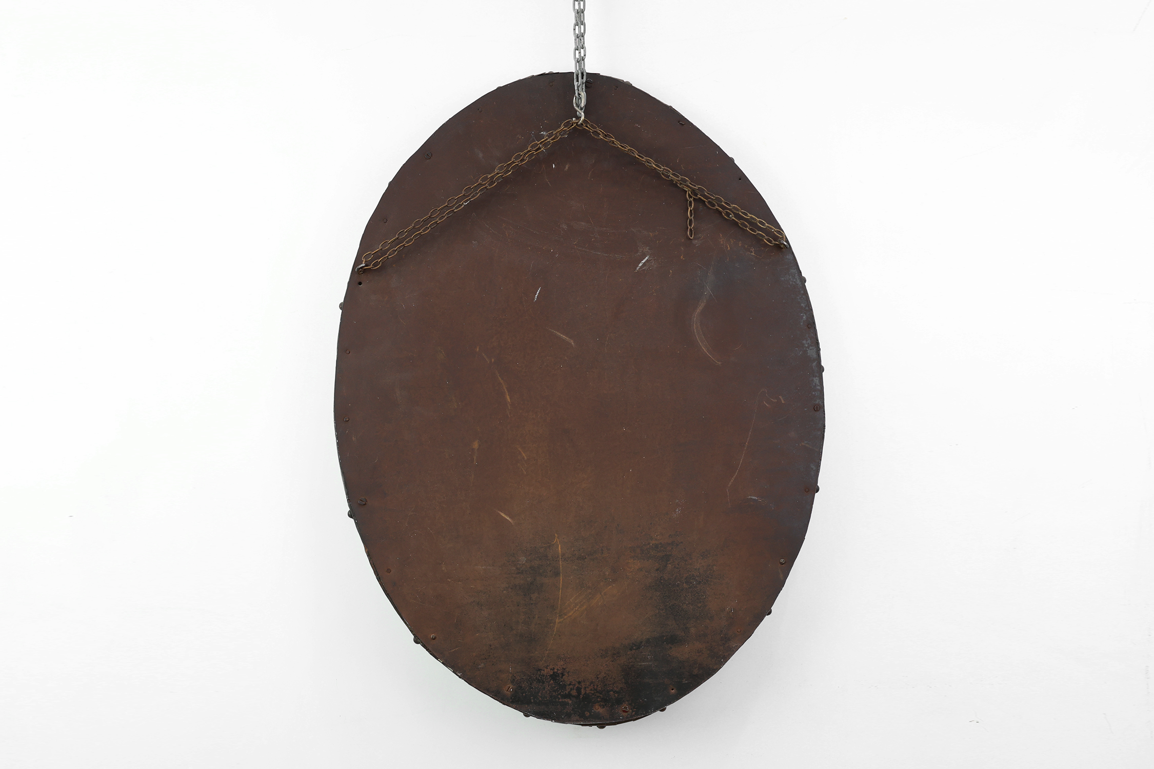 Arts & Crafts Copper Oval Mirror, France ca. 1905thumbnail